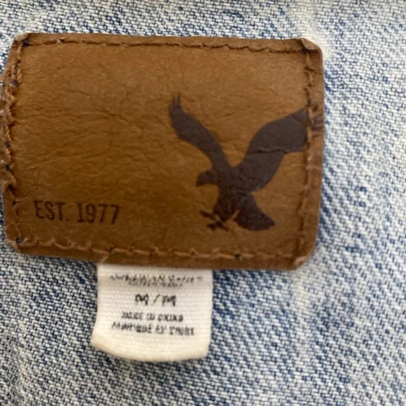 American Eagle Women's Hooded Sweater Denim Jean Jacket Medium - Picture 5 of 6